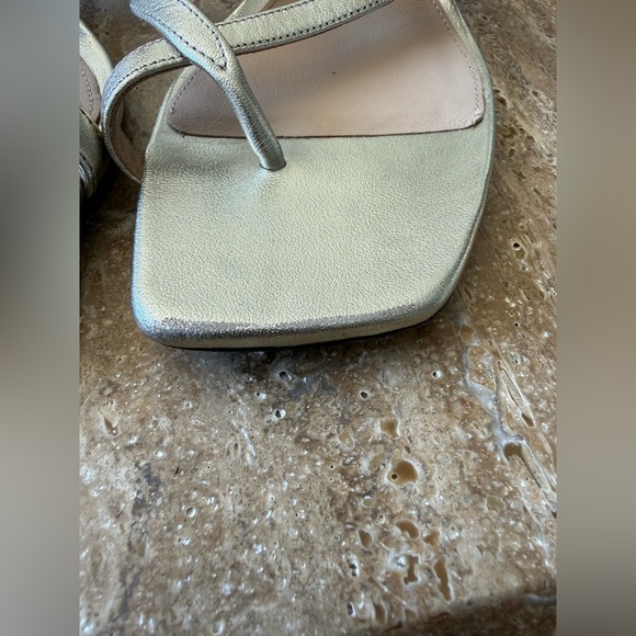 VERONICA BEARD Salva buckled metallic leather sandals | THE  Veronica Beard Metallic Gold Strappy Slide Sandal size 6.5